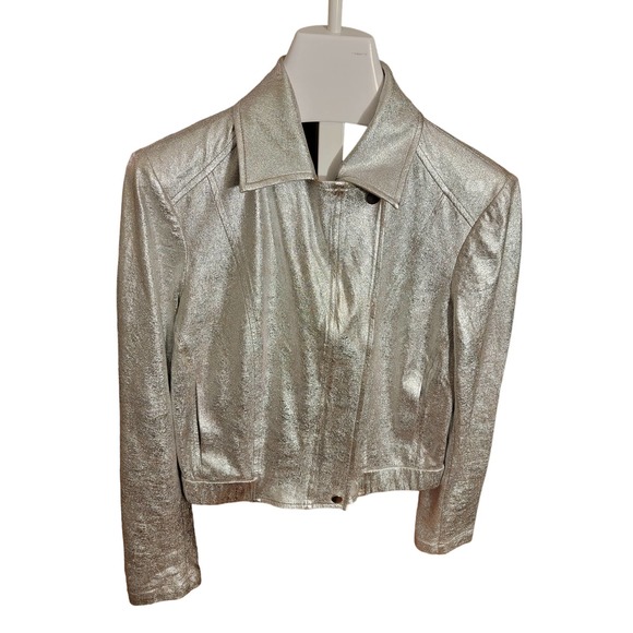 INC Metalic Silver Crop Jacket - Picture 1 of 9
